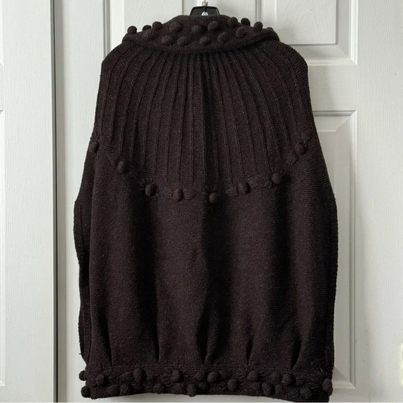 Anthropologie Sleeping On Snow Brown Wool Sweater Vest Bubble Knit Sz M - Picture 3 of 12